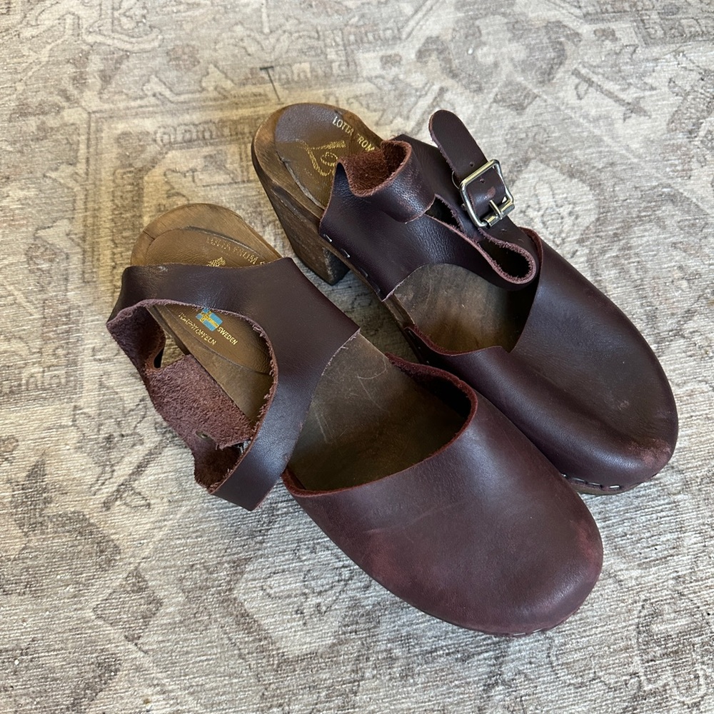 Lotta’s Swedish made genuine leather wooden classic retro vintage clogs